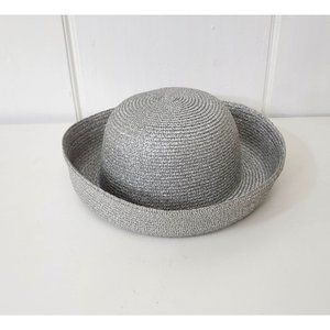 Georgi Silver Metallic Straw Hat 1980's Vintage with Original Tags